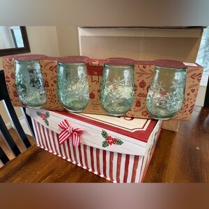 Festive Snowflake Winterberrie Stemless Wine Glass Set